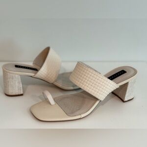 Sanctuary Women's Bold Heeled Sandals Toe Ring Cream 9.5 M